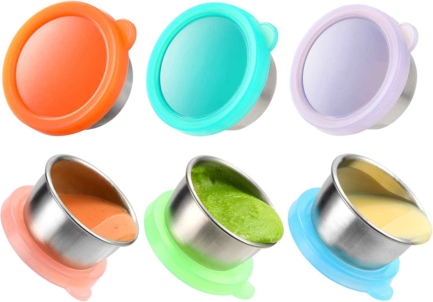 Condiment Cups container with Lids- 8 pk. 3 oz.Salad Dressing Container to  go Small Food Storage Containers with Lids- Sauce Cups Leak proof Reusable