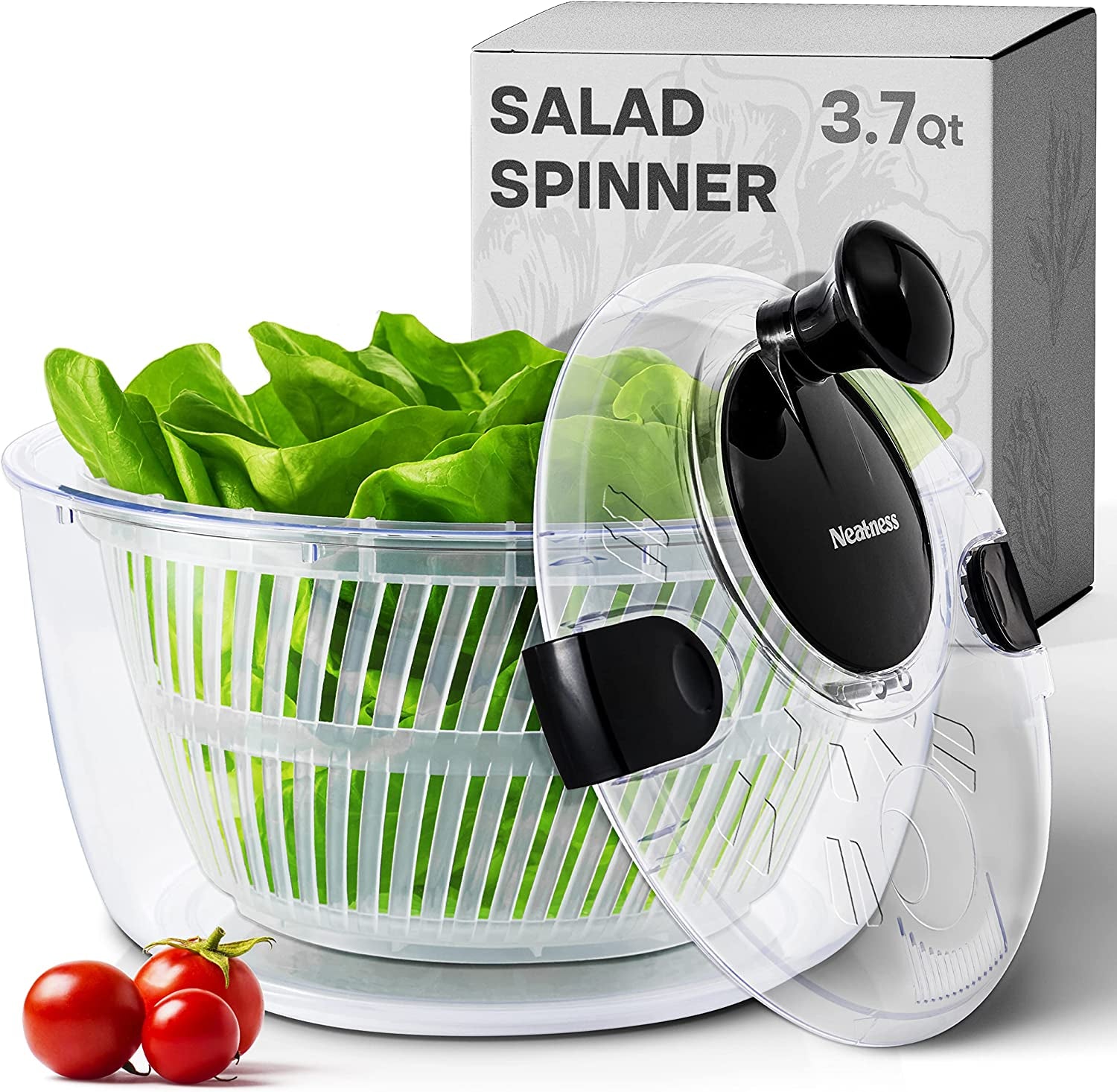 Salad Spinner Vegetable Dryer, Large Compact And Steady Hand Crank
