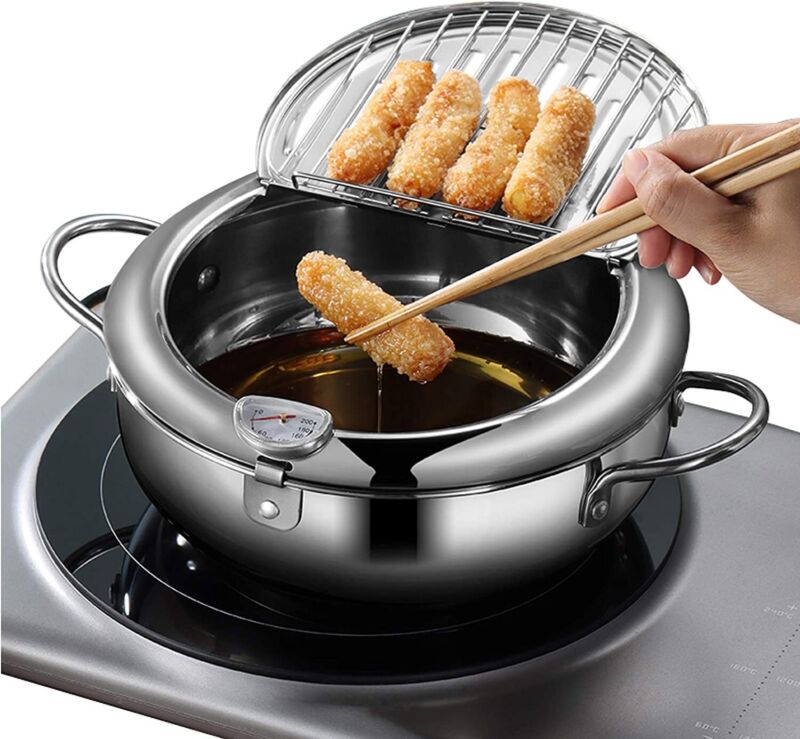 Japanese Style Mini Fryer Yellow for Gas Stove Induction Cooker 2L