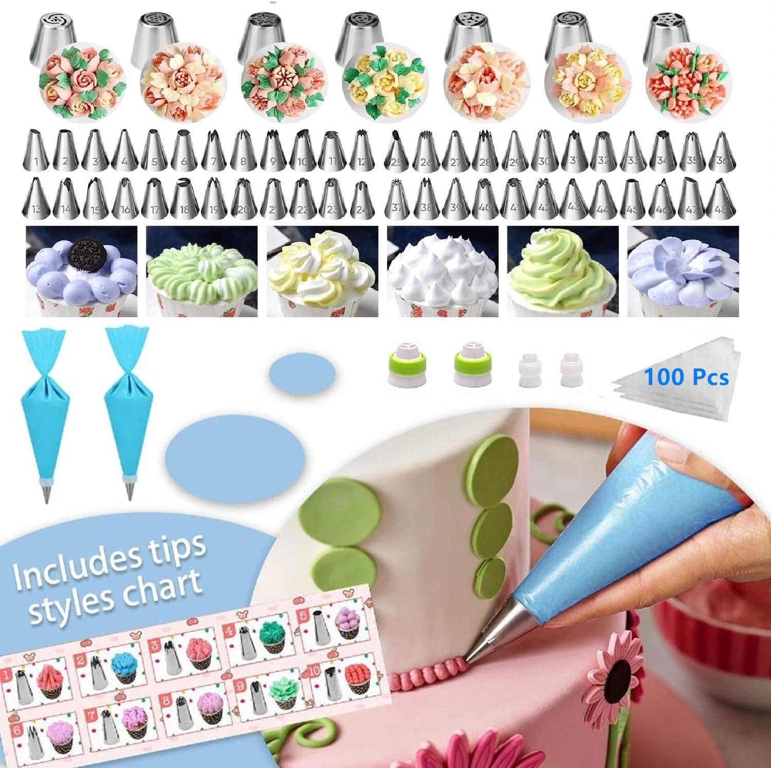 Mega Cake Decorating Supplies,493 PCS Cake & Cupcake Decorating Kit 