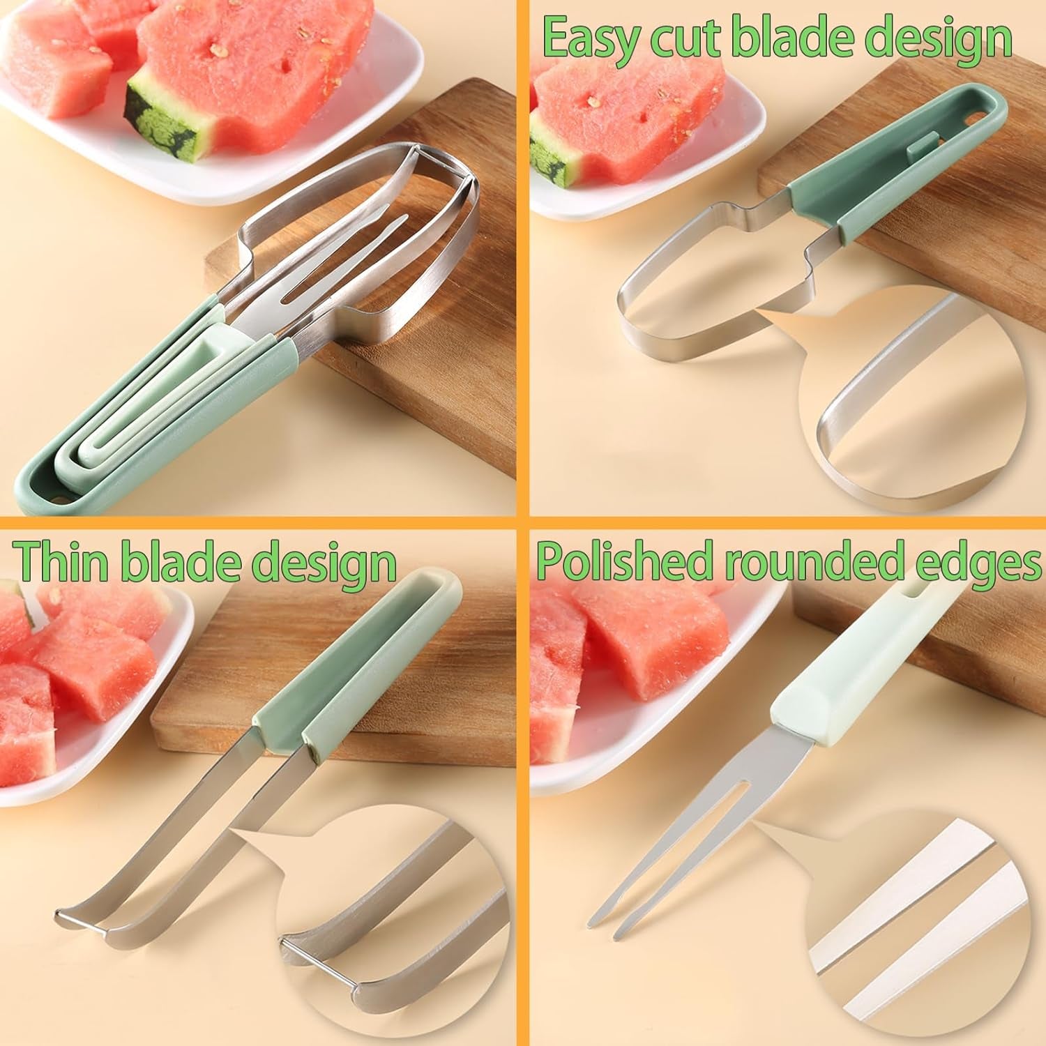 3-In-1 StainlessSteel Watermelon Fork Slicer Cutter