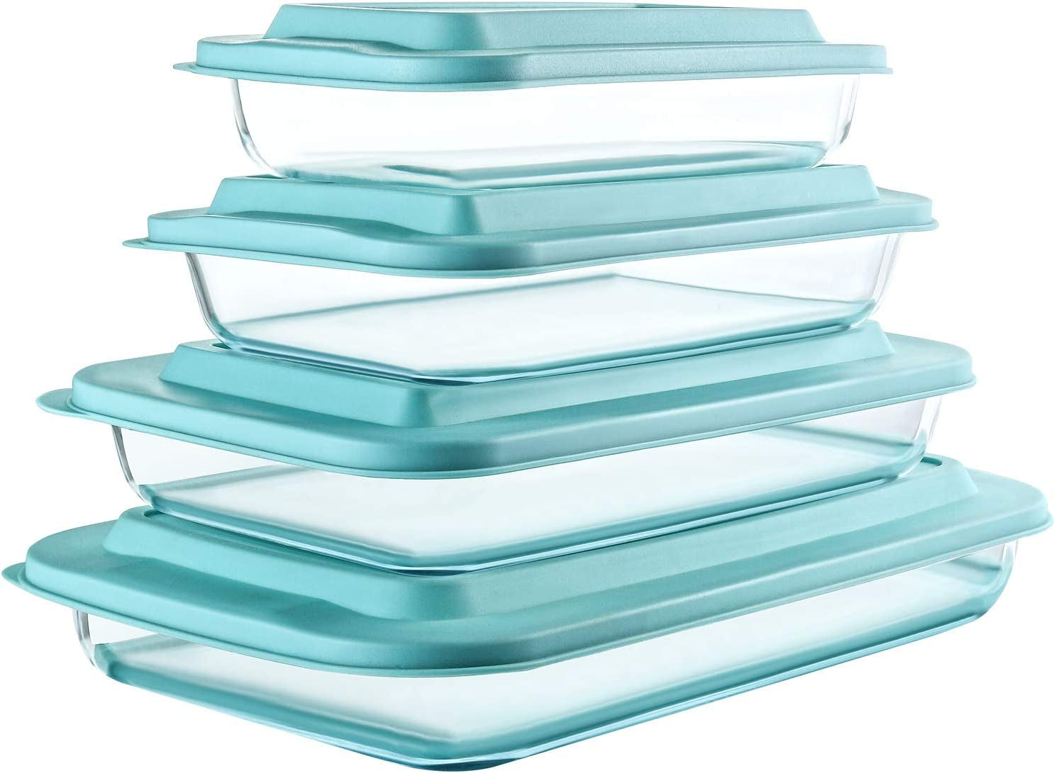 8-Piece Deep Glass Baking Dish Set with Plastic Lids