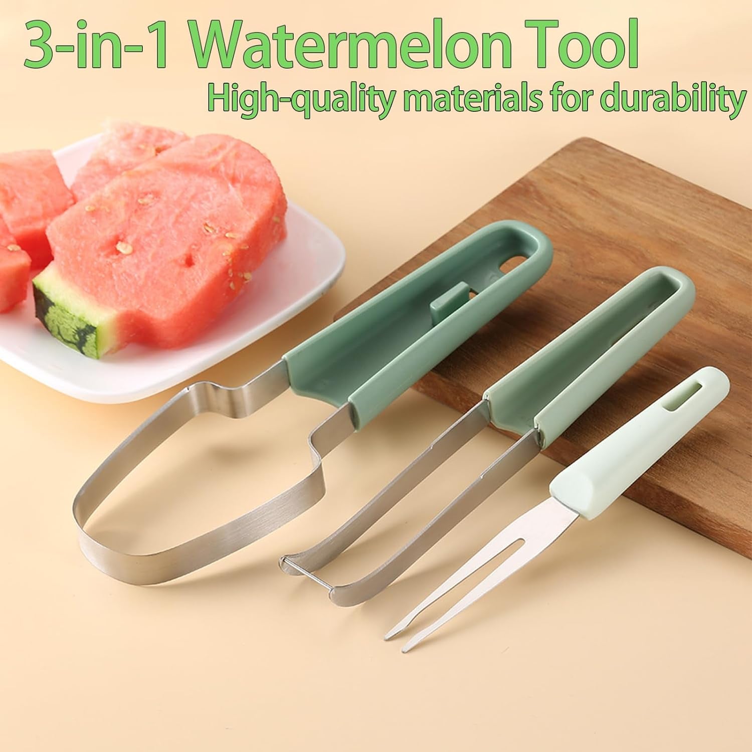 3-In-1 StainlessSteel Watermelon Fork Slicer Cutter