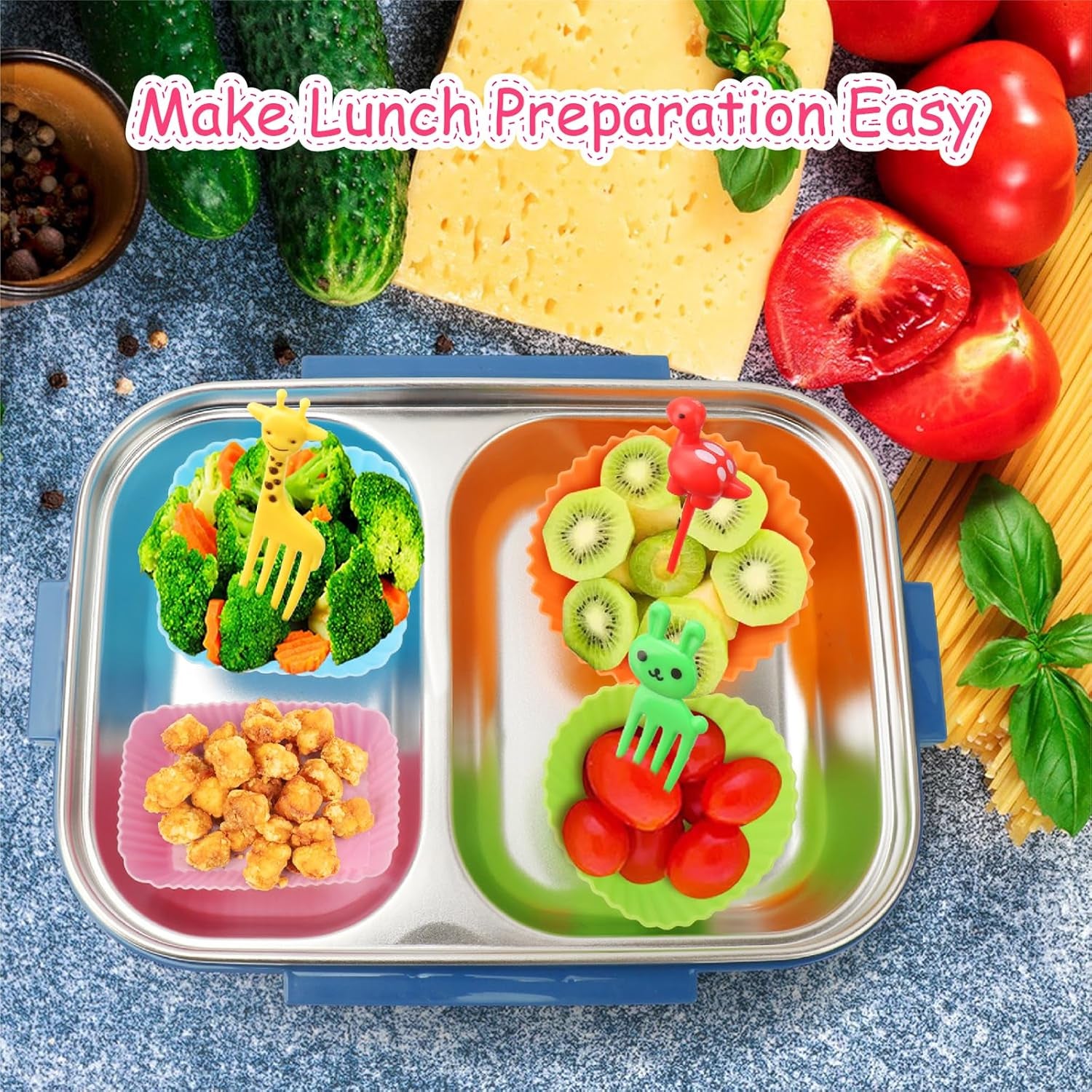 80 Pcs Silicone Lunch Box Dividers for Kids Lunch Accessories Set