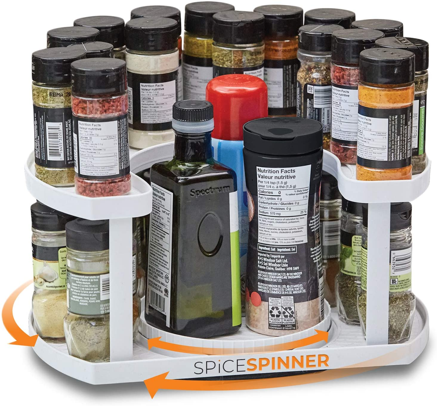 Spice Spinner, Two-Tiered or Three Tiered Spice Organizer & Holder