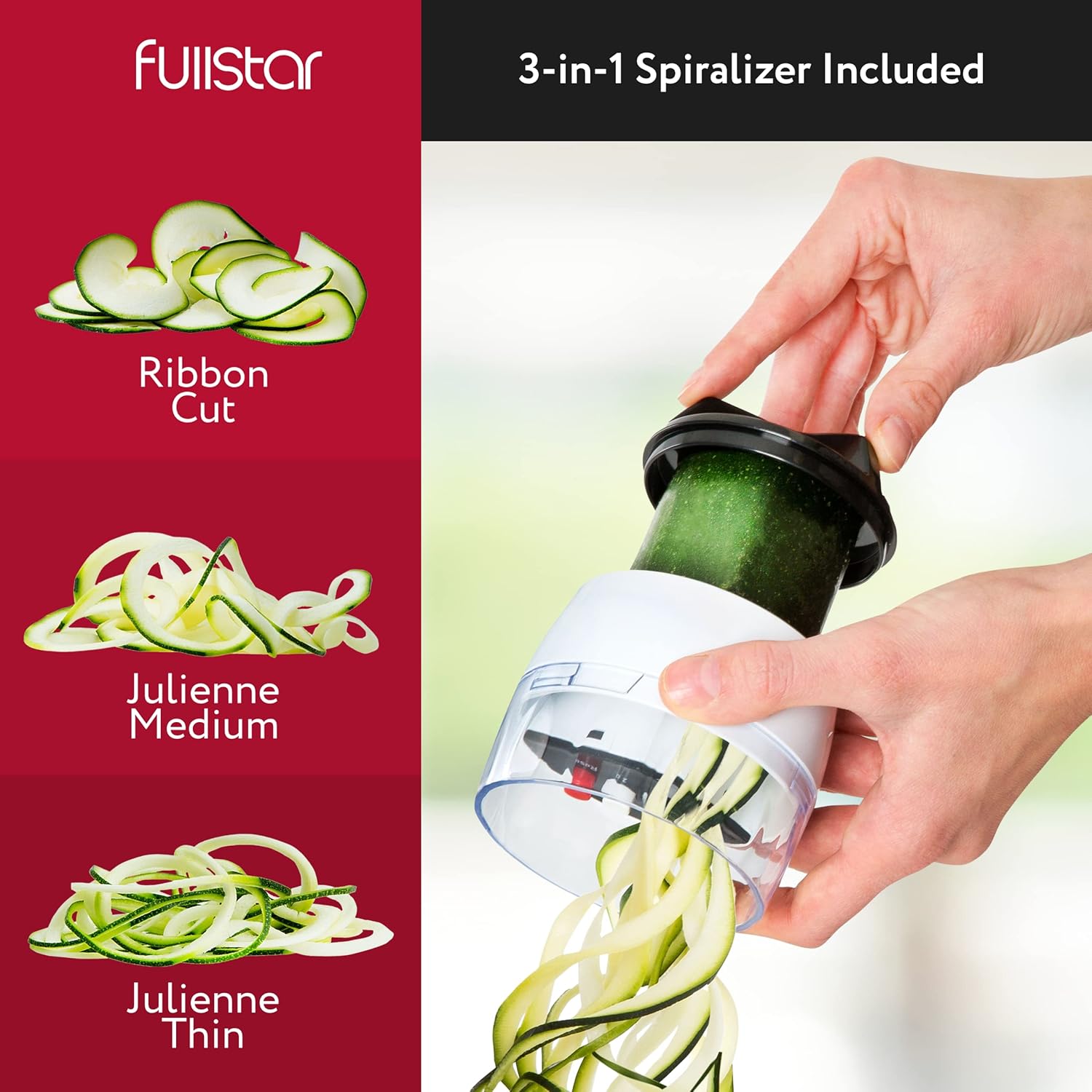 All-In-1 Vegetable Chopper, Dicer, Mandoline Slicer & Cheese Grater Includes Bonus Handheld Spiralizer