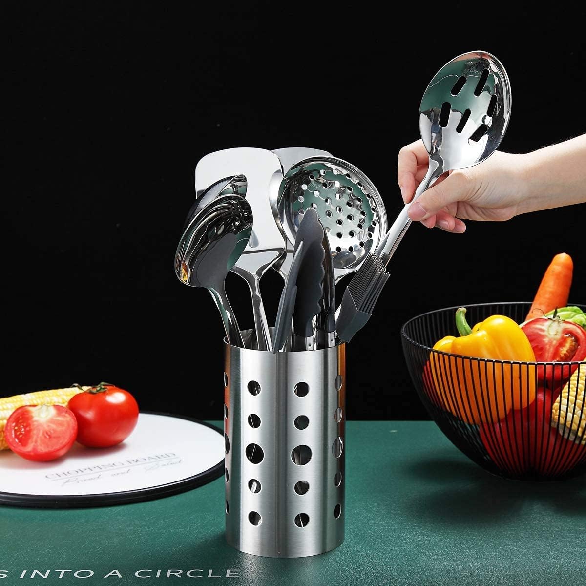 13 Pieces Stainless Steel Cooking Utensils Set With Utensil Holder