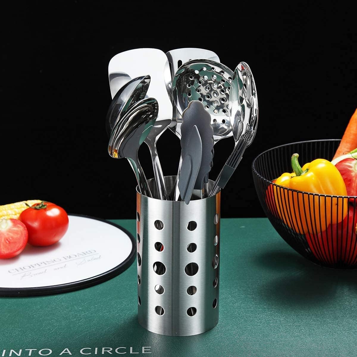 13 Pieces Stainless Steel Cooking Utensils Set With Utensil Holder