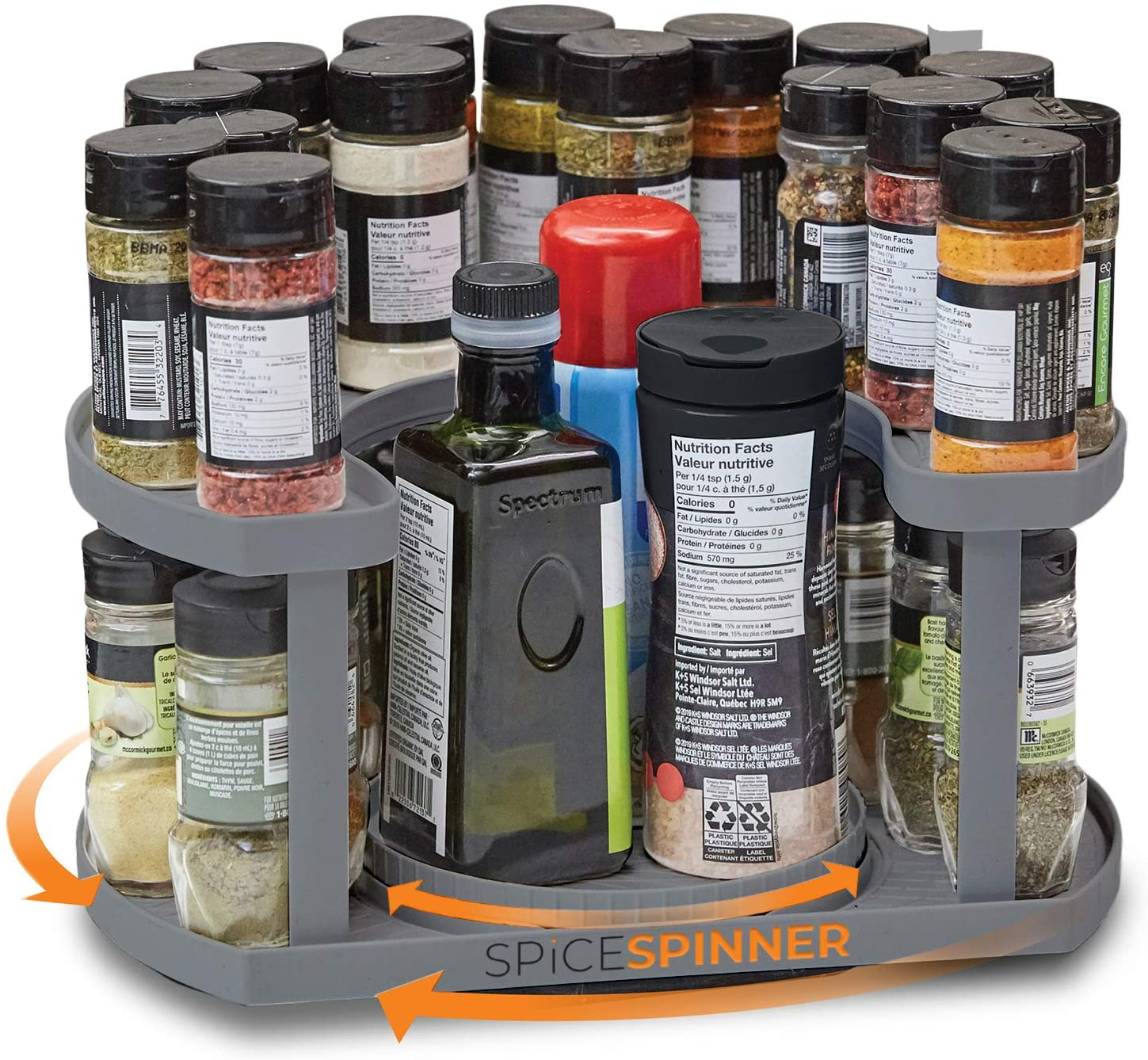 Spice Spinner, Two-Tiered or Three Tiered Spice Organizer & Holder