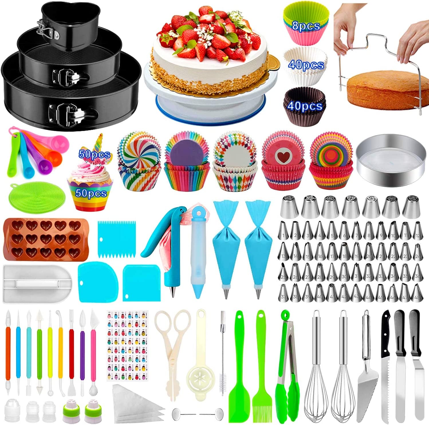 Mega Cake Decorating Supplies,493 PCS Cake & Cupcake Decorating Kit 