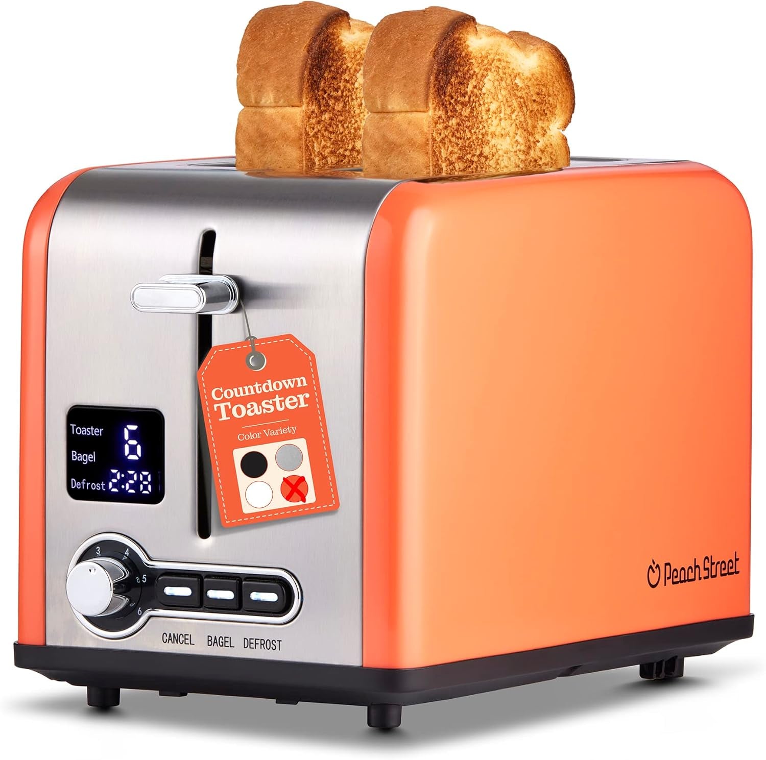 Slice Toaster Compact Bread Toaster with Digital Countdown With Auto-Pop Stainless 