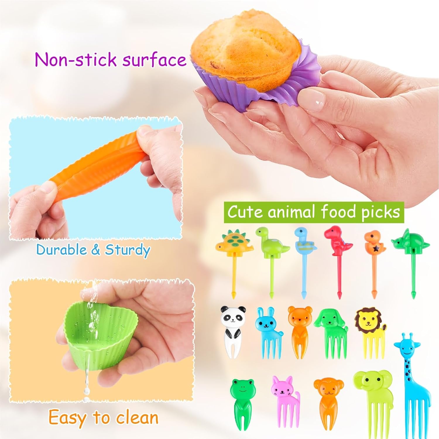 80 Pcs Silicone Lunch Box Dividers for Kids Lunch Accessories Set