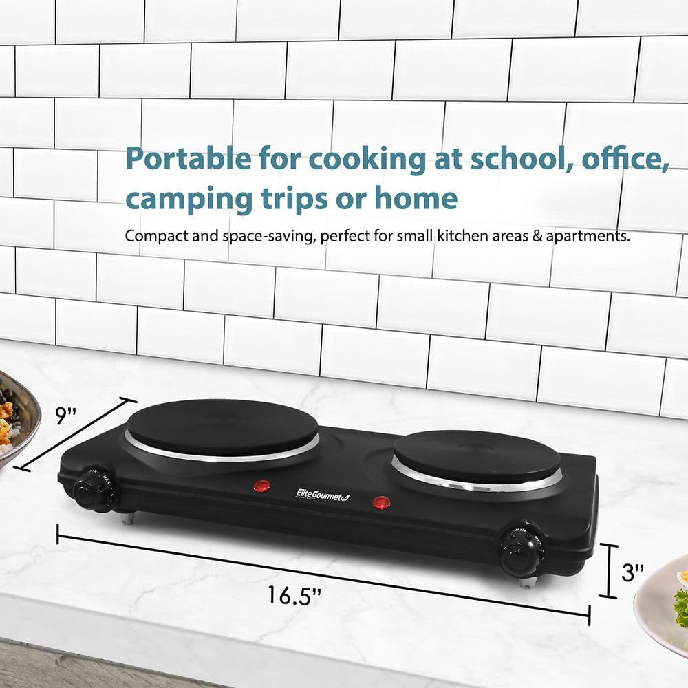  Countertop Double Or Single Cast Iron Burner, 1500 or 1000 Watts Electric Hot Plate