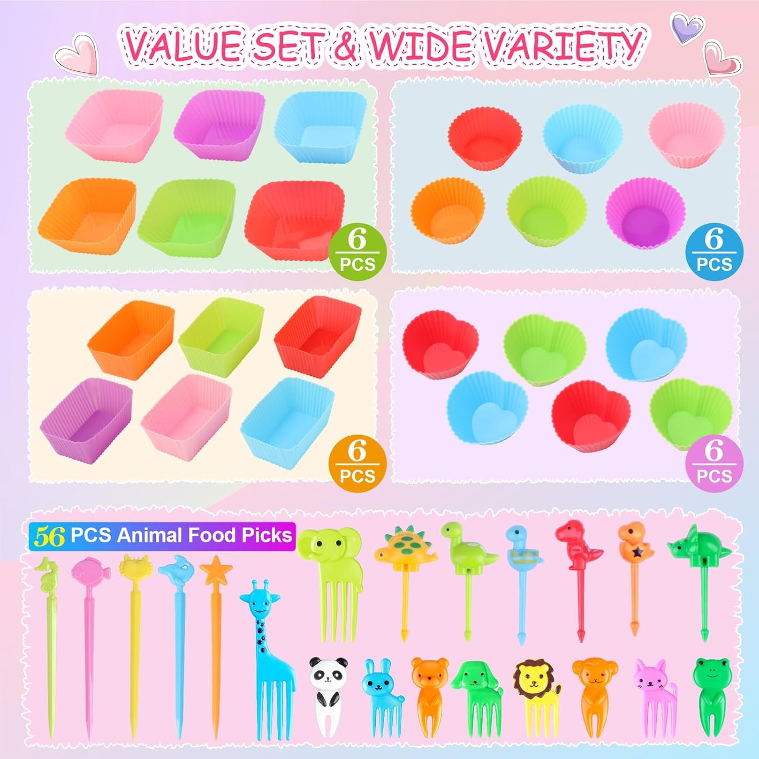 80 Pcs Silicone Lunch Box Dividers for Kids Lunch Accessories Set