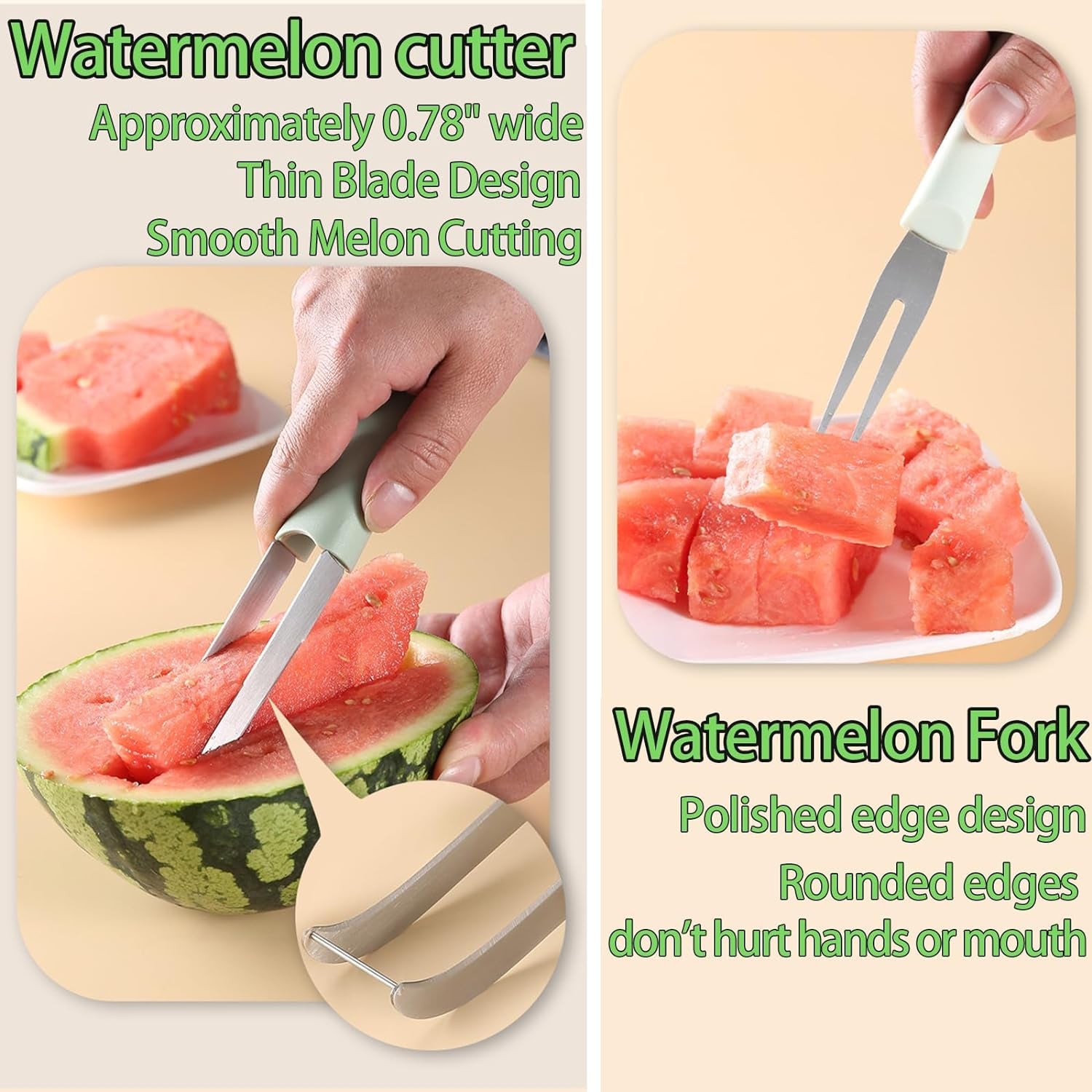 3-In-1 StainlessSteel Watermelon Fork Slicer Cutter