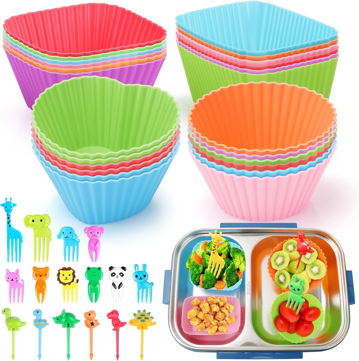 80 Pcs Silicone Lunch Box Dividers for Kids Lunch Accessories Set