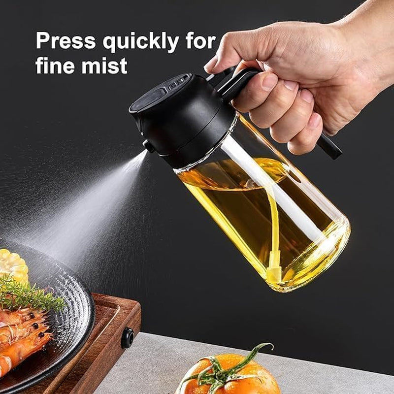 16Oz Oil Dispenser Bottle for Kitchen - 2 in 1 Olive Oil Dispenser and Oil Sprayer - 470Ml Olive Oil Bottle 