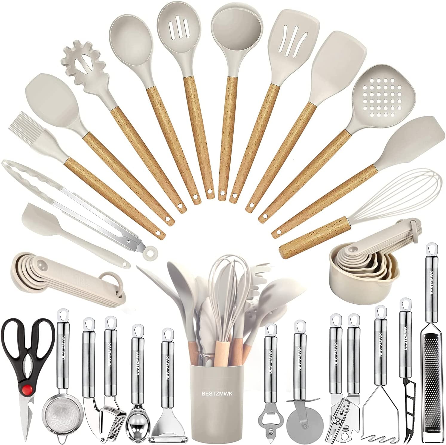 Ultimate Kitchen Utensils Set- 35 Pcs Cooking Utensils &  Kitchen Gadgets Tools Set for Nonstick Cookware