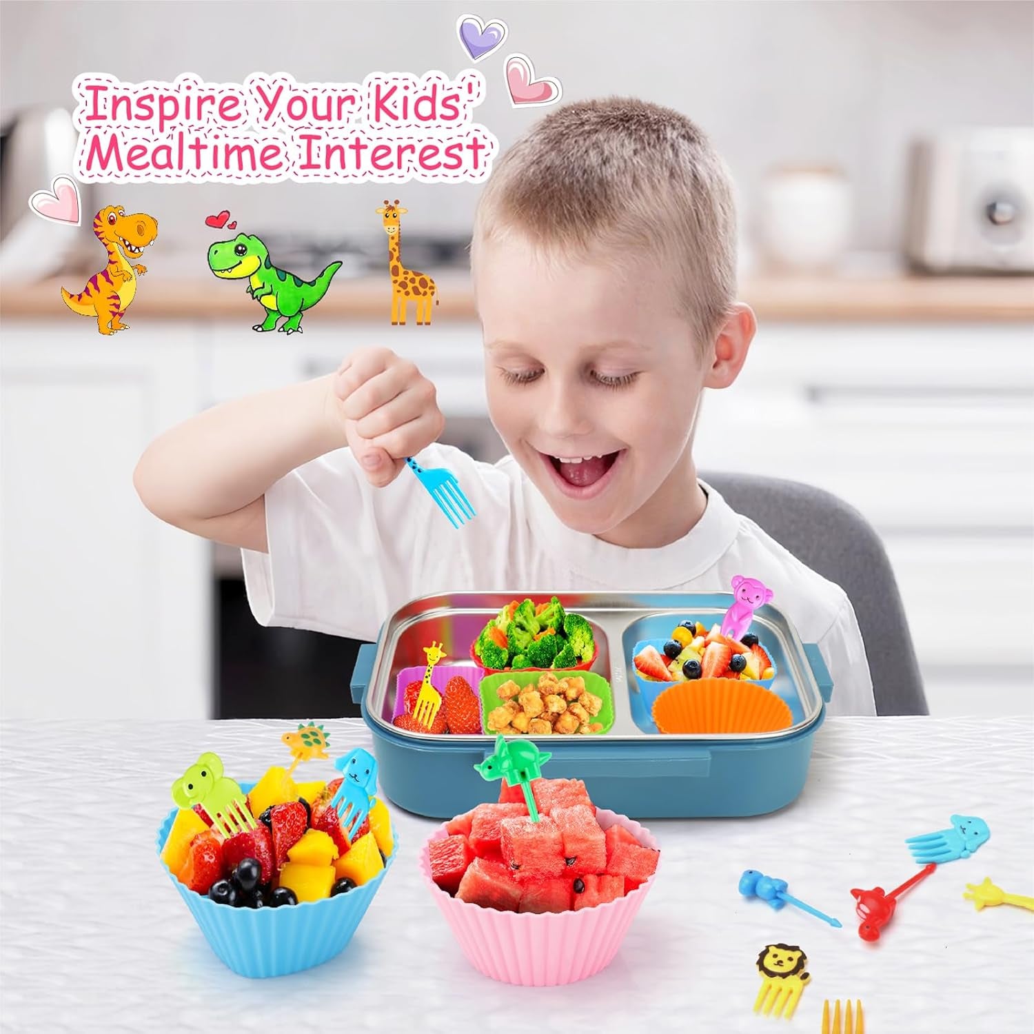 80 Pcs Silicone Lunch Box Dividers for Kids Lunch Accessories Set