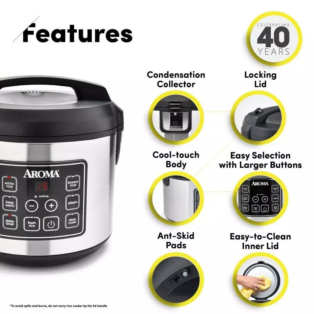 Aroma 20-Cup (Cooked) Digital Rice Cooker and Food Steamer