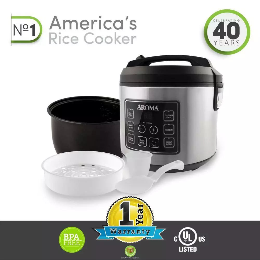 Aroma 20-Cup (Cooked) Digital Rice Cooker and Food Steamer