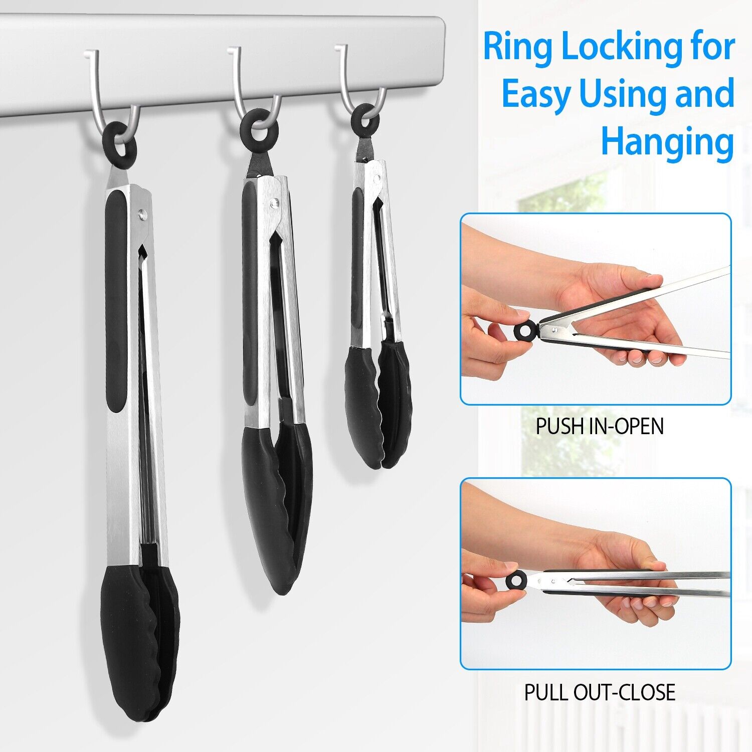 3 Pack Stainless Steel  Cooking Tongs Set