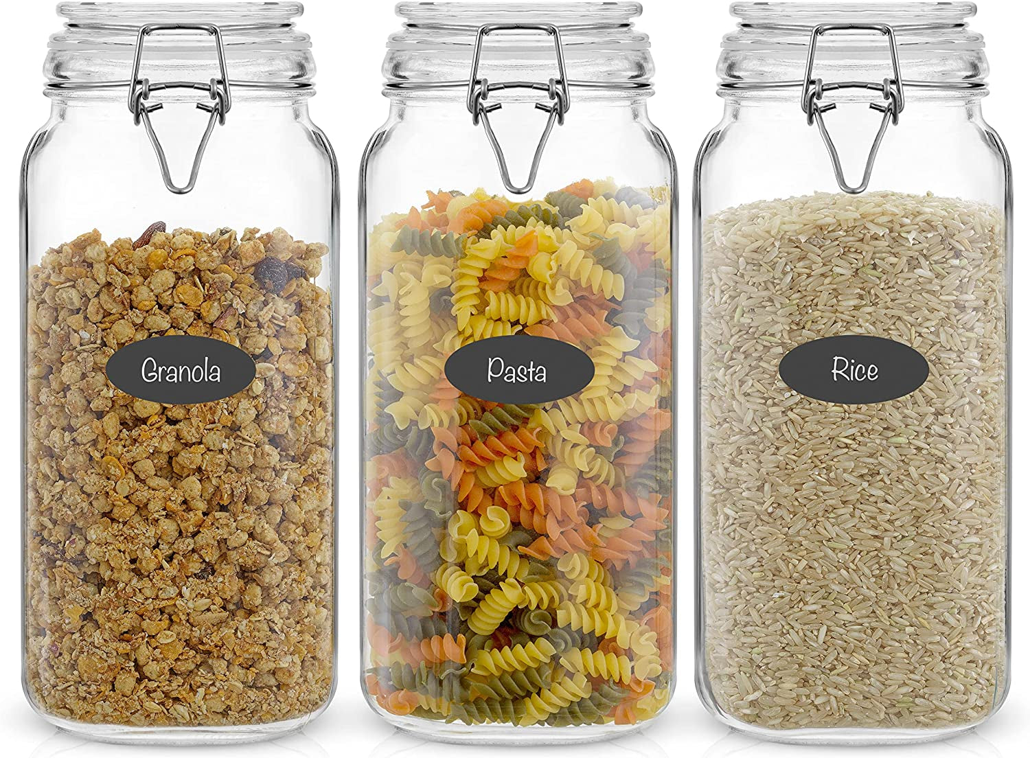 Koovon Glass Spice Jars with Airtight Screw-on Covers Shaker Lids