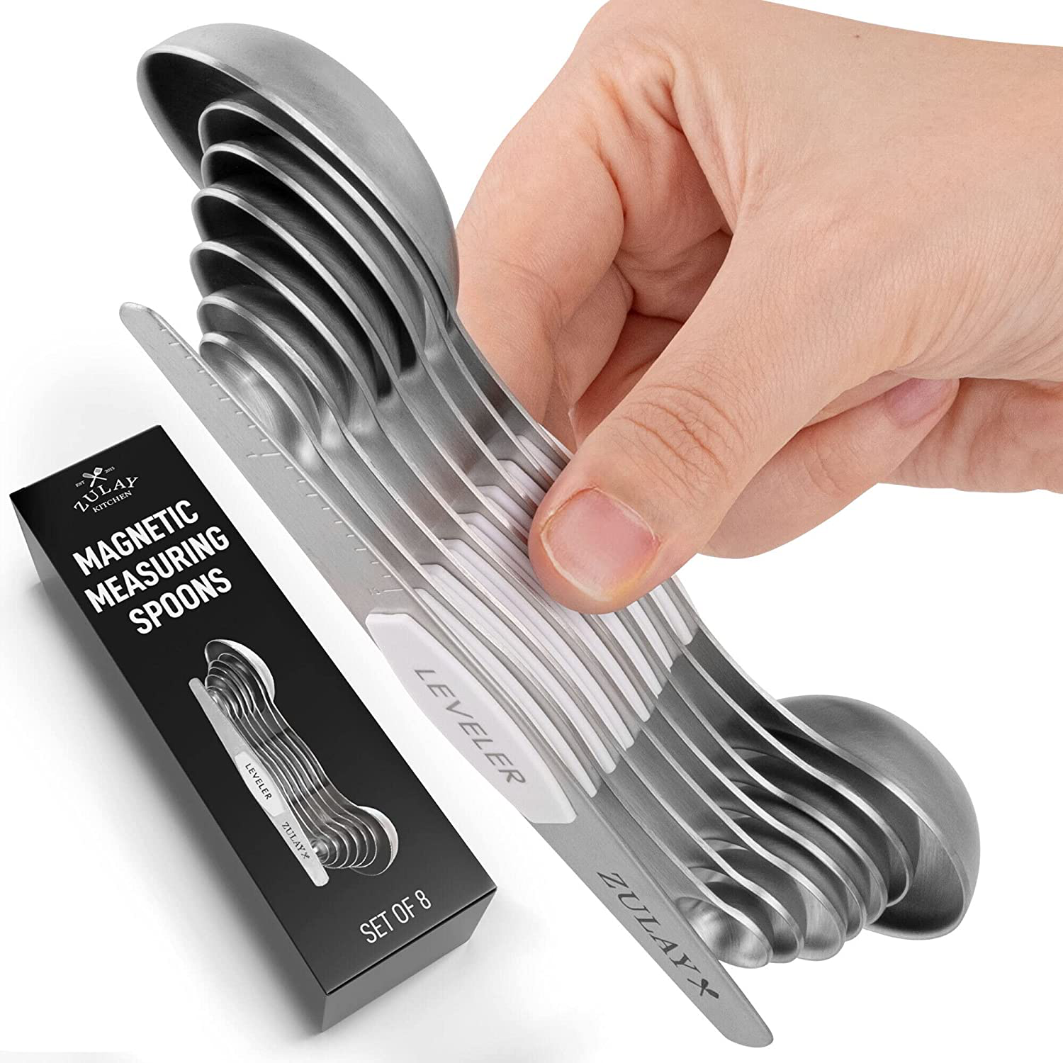  Zulay Kitchen Stackable Magnetic Spoons Set of 8