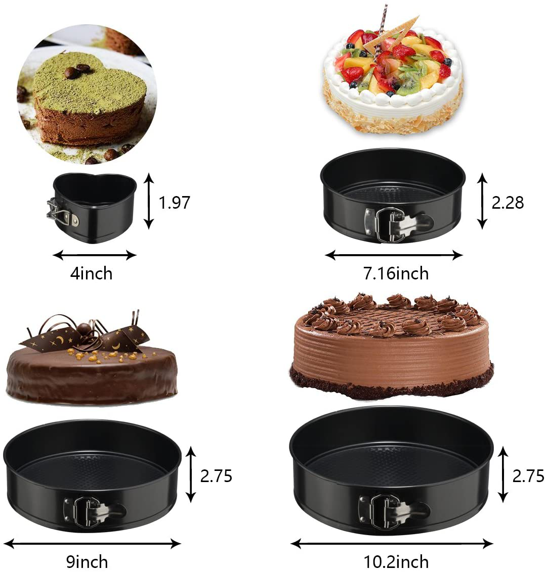 Springform Pan (5/7/9) Set,Non-stick Leakproof Round Cake Pan