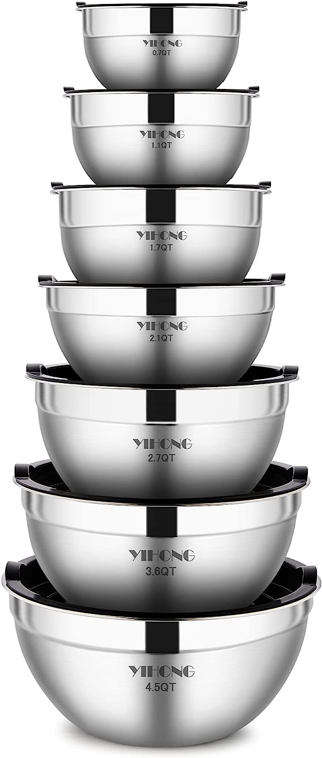 304 Stainless Steel Mixing Bowls with Airtight Lids, with