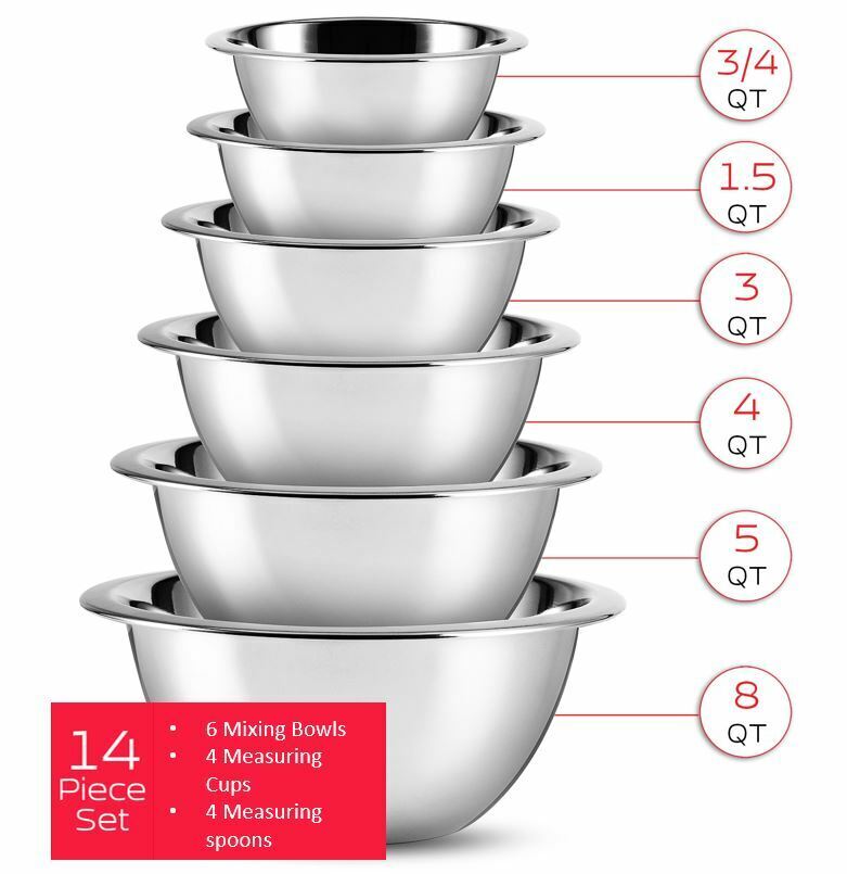 YIHONG 7Pcs Stainless Steel Mixing Bowls with Lids,lfor Baking,Cooking –  YIHONG Life