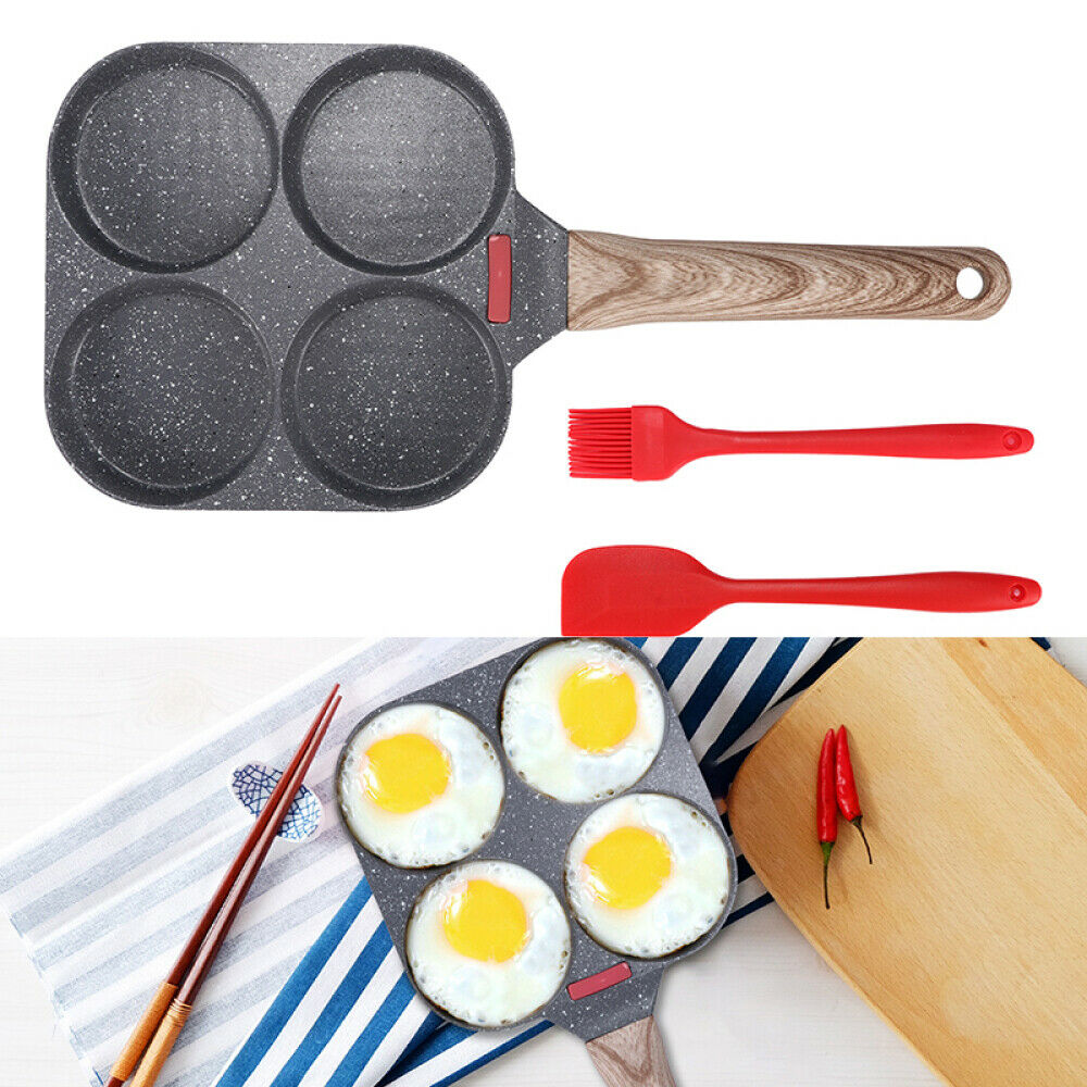 1pc Egg And Burger Fry Pan, Non-stick With Wooden Handle, Suitable For Gas  And Induction Cooker, Great For Cooking Eggs, Burgers, Etc.!