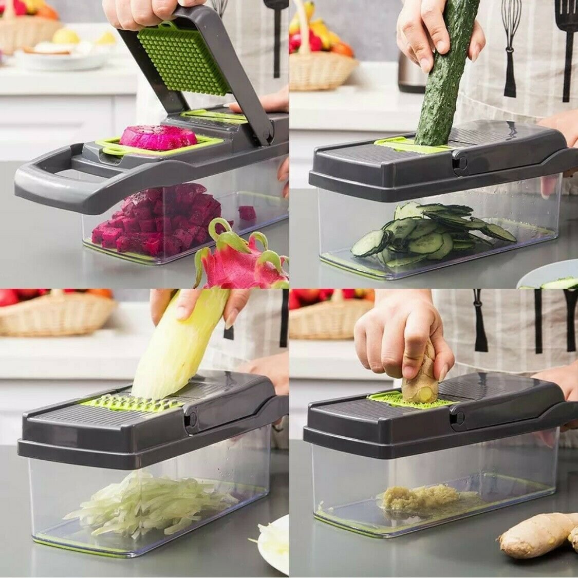 Kitchen Gadget's Chop Wizard 15 in 1 Multi-functional Manual Vegetable Multi Chopper Slicer - Food Dicer Slicer - Fruit slicers- Kitchen Essentials