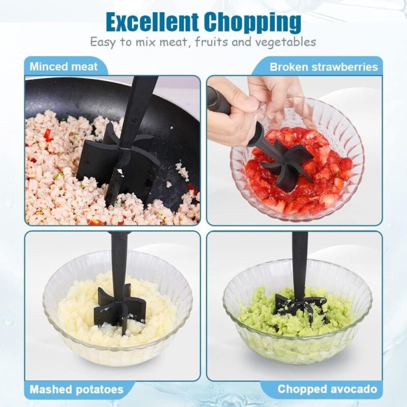 Meat Chopper mix chop chef masher pampered spatula blades kitchen mixer  heat new 