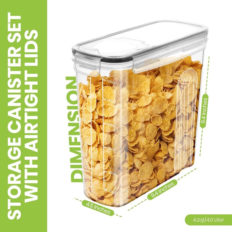 2 Pack Extra Large Airtight Food Storage Containers - 6.5L / 220 Oz BPA  Free Clear Plastic Kitchen and Pantry Organization Canisters for Flour,  Sugar