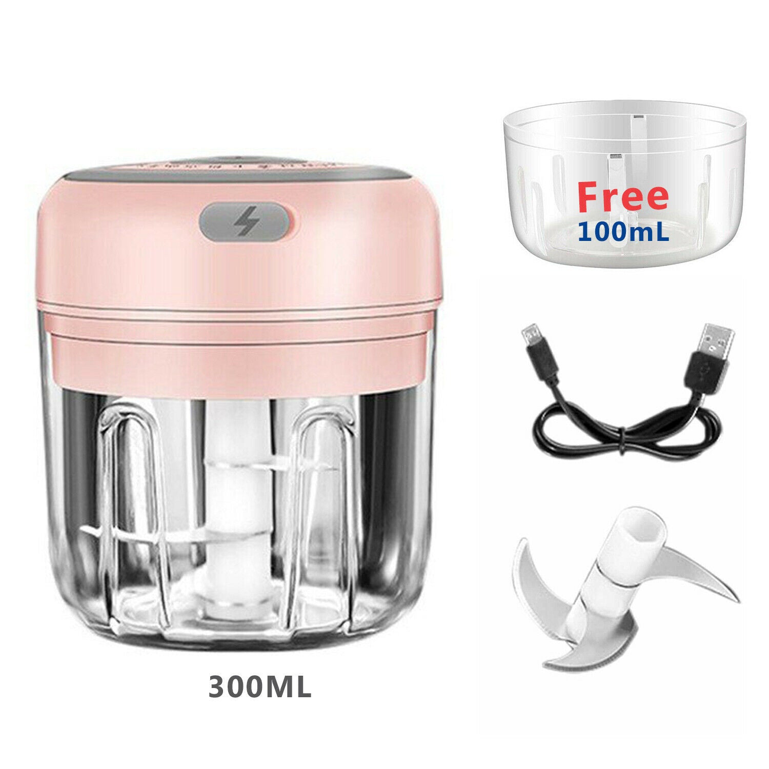 Cordless Rechargeable Food Vegetable Chopper Cutter Electric Mini 300ML  with Hand Mixer/Whisk, Veggie Onion Meat Chopper Garlic Press Mincer