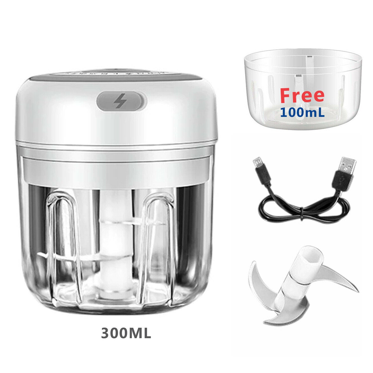 100ml/250ml Electric Mini Garlic Chopper Wireless Food Processor USB  Rechargeable Cup for Garlic Pepper Chili Spice Kitchen Tool
